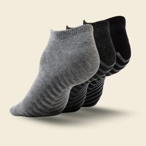 NWOT Gripjoy Women's Ankle Athletic Yoga Pilates Grip Socks 3-Pack Gray Size L